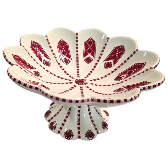 Vintage Other - Vintage 🇺🇦 Ukrainian Pedestal Serving Dish Traditional Ukrainian Pattern